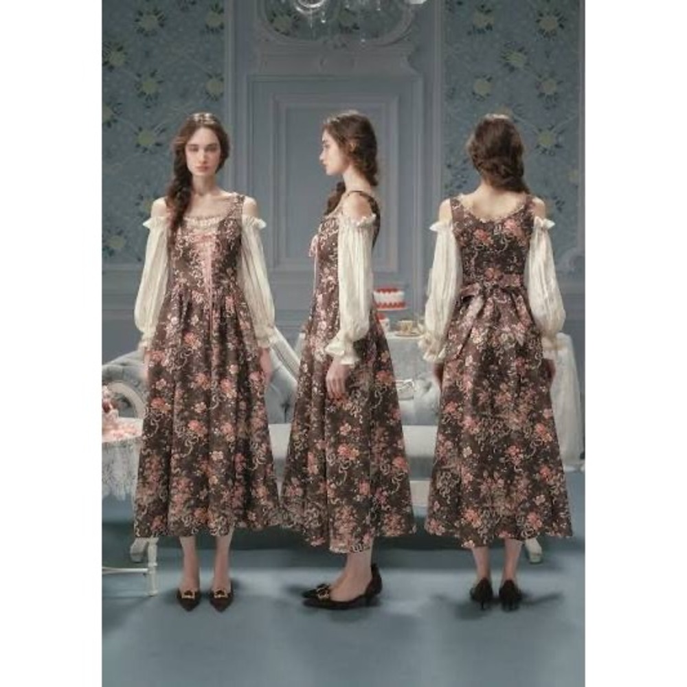 Lacemade Provence Diary Dress Brown Floral XS New With Tags - Picture 4 of 8